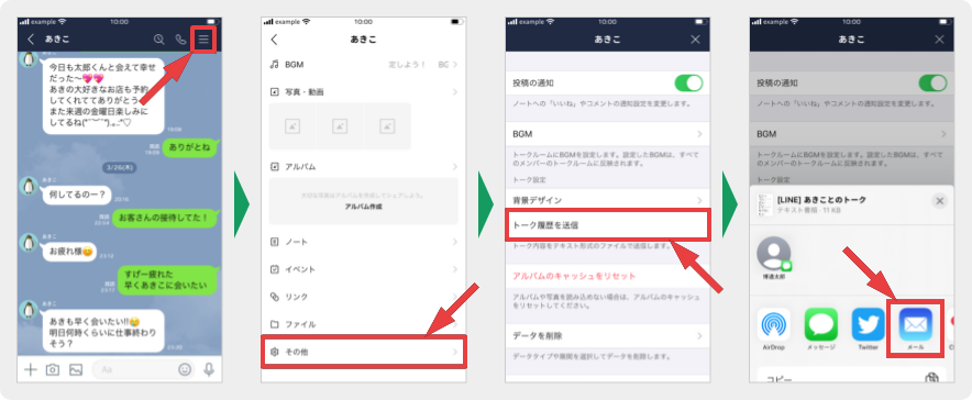 LINEトークを自分宛に一括送信手順